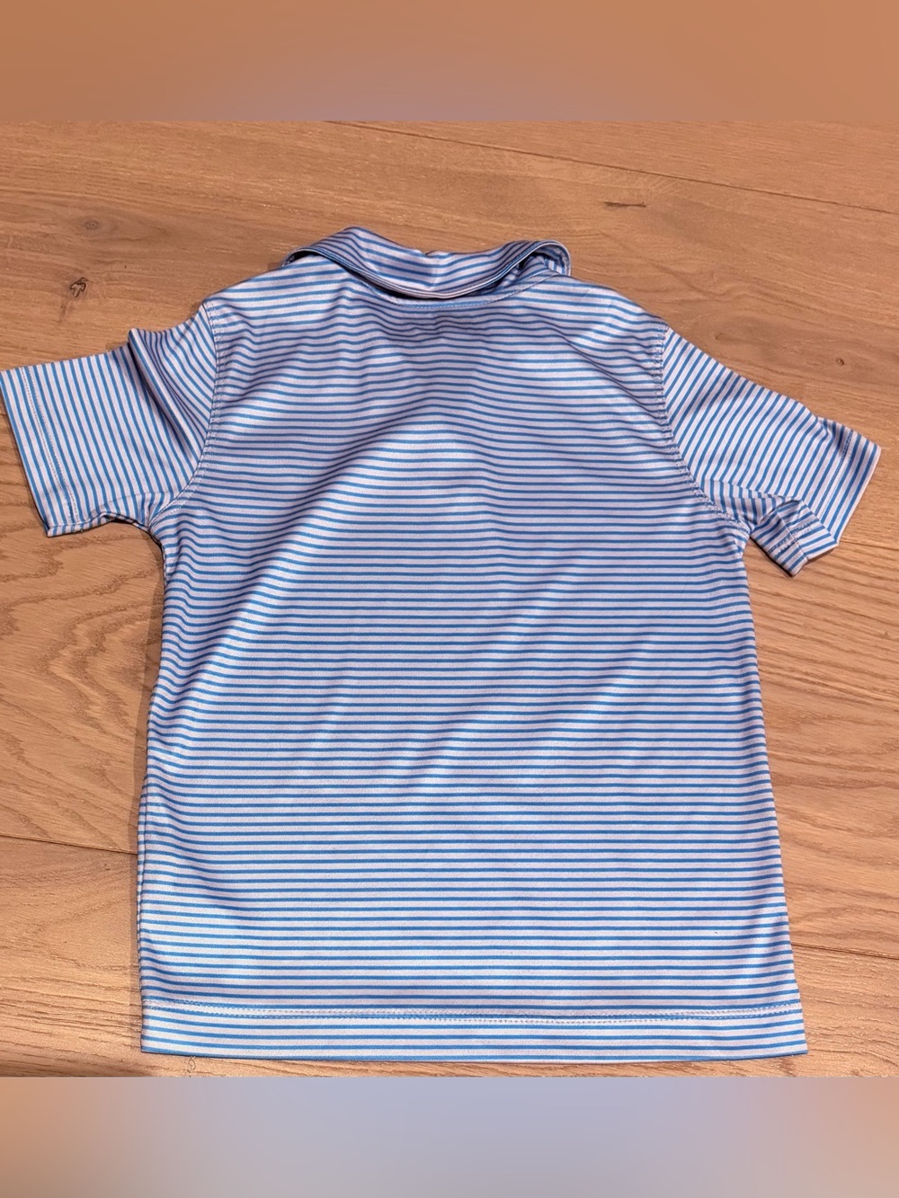 New Balance Blue Striped Kids Polo Shirt Size 7 - Picture 3 of 6